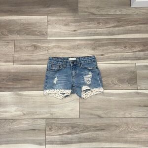 Aeropostale Blue Distressed Jean Shorts with Lace